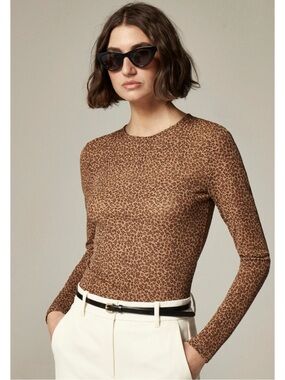 J. Crew Sheer Long-Sleeve Top in Leopard Print